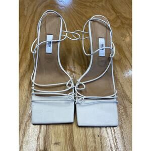 Miista Emere Strappy Sandals Women 10.5 White Kitten Heel Square Toe Hipster S64